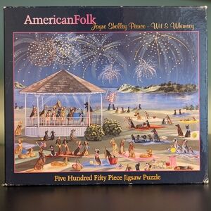 American Folk Jigsaw Puzzle - Blue and Tan